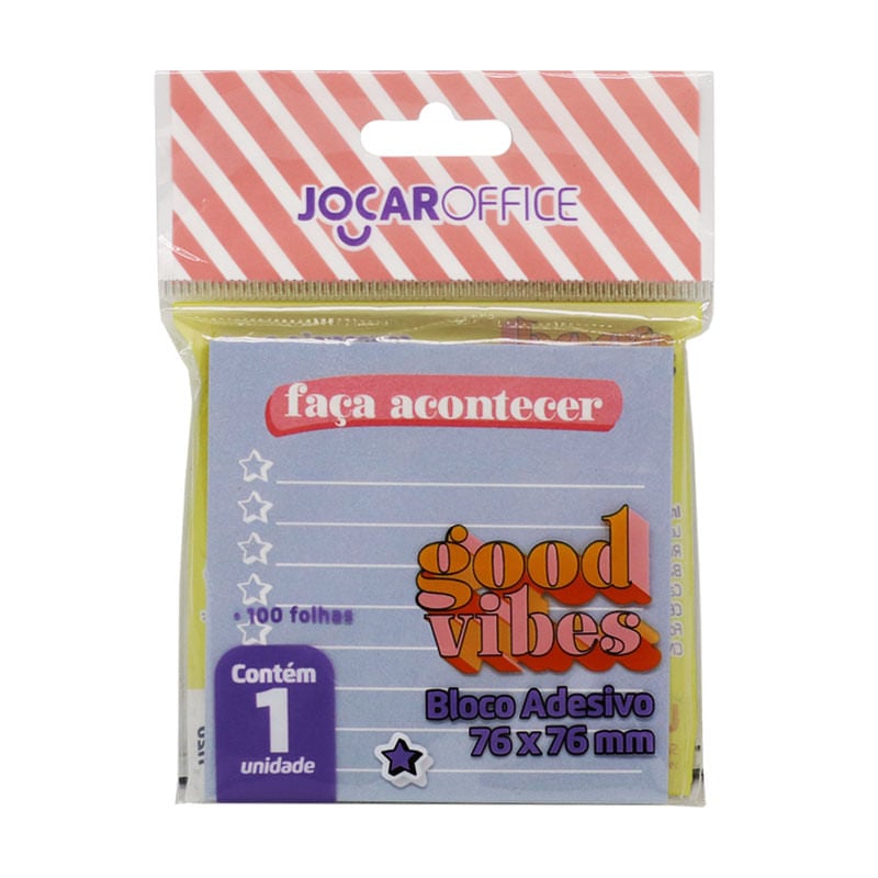 Bloco Adesivo Good Vibes Azul 76X76mm Azul