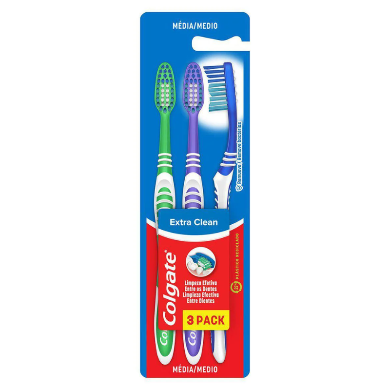 Escova Dental Colgate Extra Clean 3 Unidades