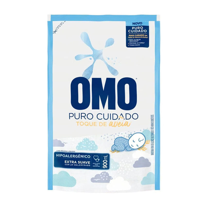Sabão Liquido Omo Puro Cuidado Doypack 900ml