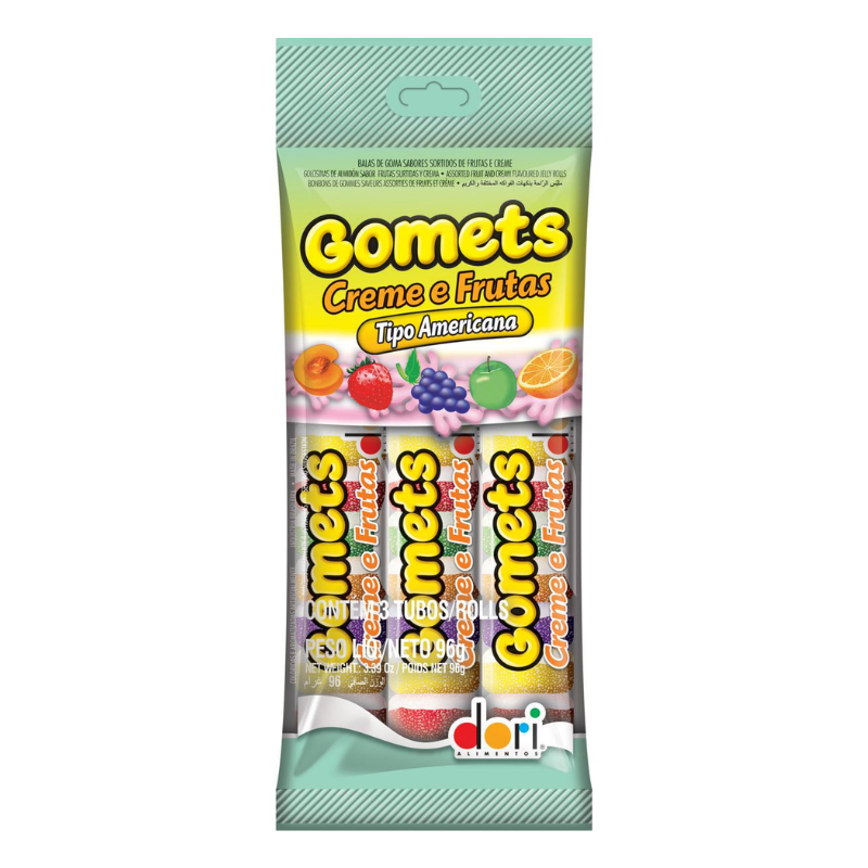 Bala de Goma Gomets Tubo Dori Creme Fruta 3x32g