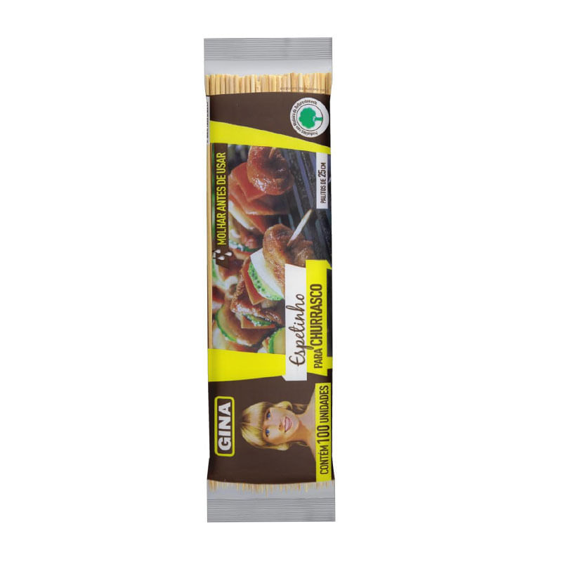 Espeto Para Churrasco Gina 25cm 100un