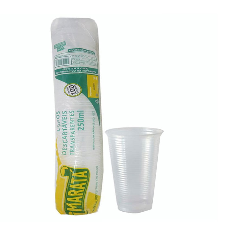 Copo Descartável Transparente Maratá 250ml