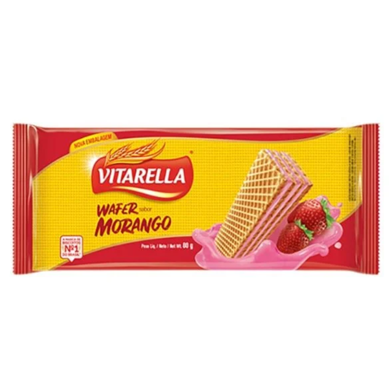 Biscoito Wafer Vitarella Morango 80g 