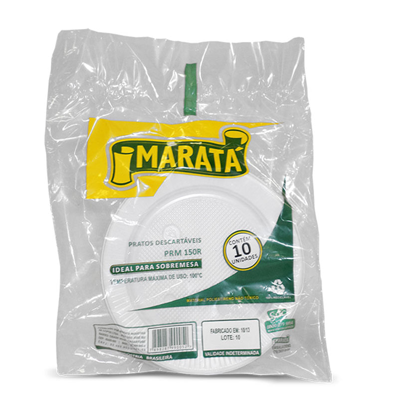 Prato Descartável Maratá Branco 15cm