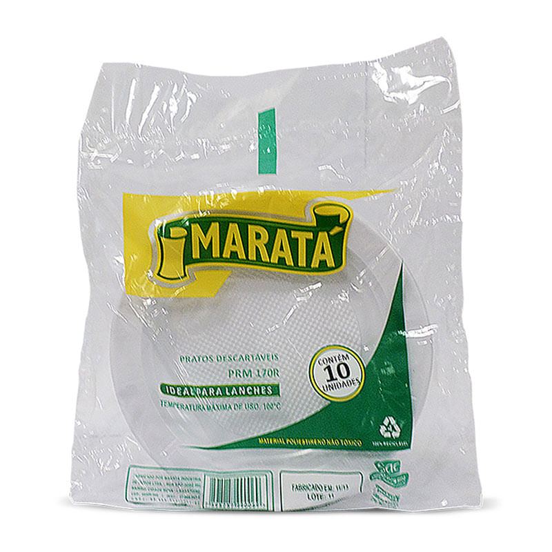 Prato Descartável Maratá Branco 17cm