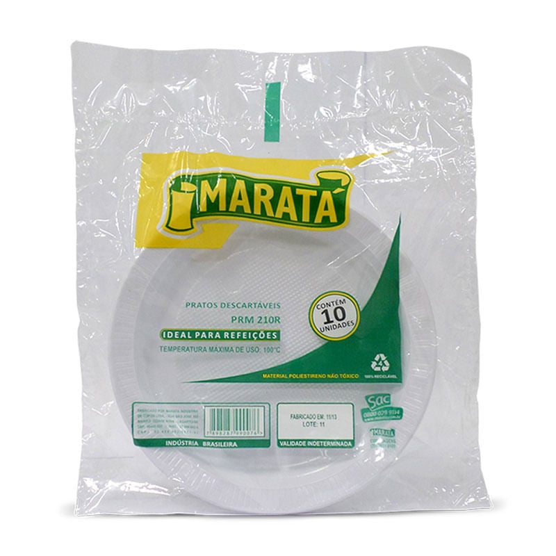 Prato Descartável Maratá Branco 21cm