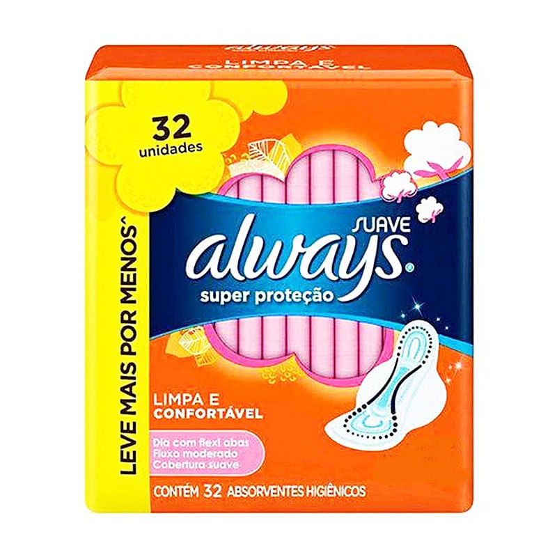 Absorvente Básico Suave com Abas 32un