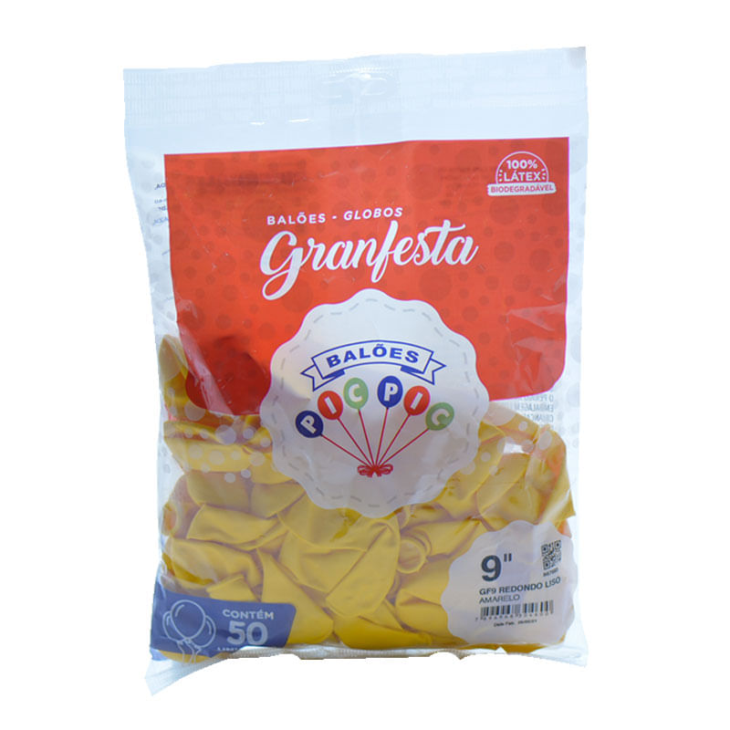 Balão Granfesta 9  Redondo Amarelo 50un