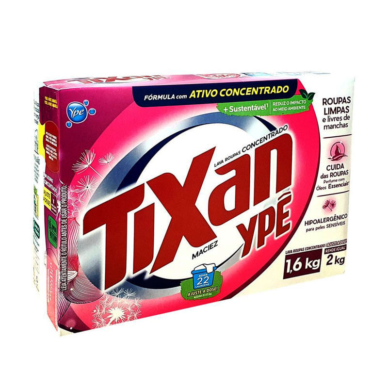Lava Roupa Tixan Ypê Maciez Hipoalergênico 1,6kg