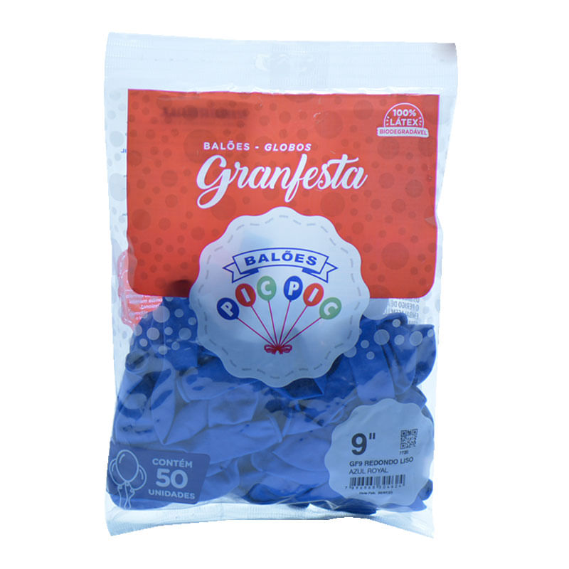 Balão Granfesta 9  Redondo Azul Royal 50un