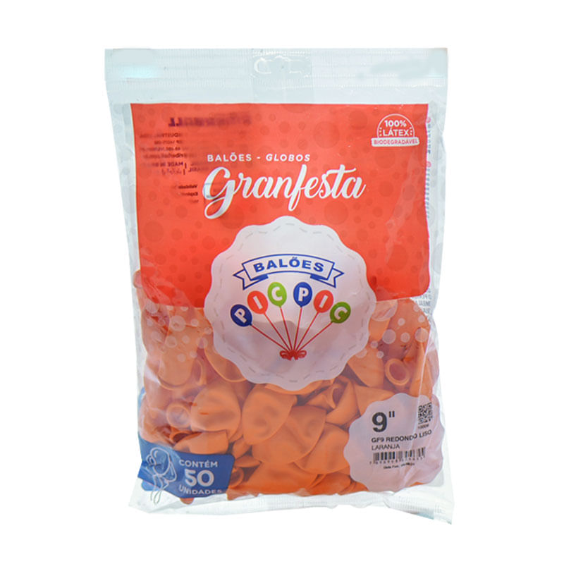 Balão Granfesta 9  Redondo Laranja 50un