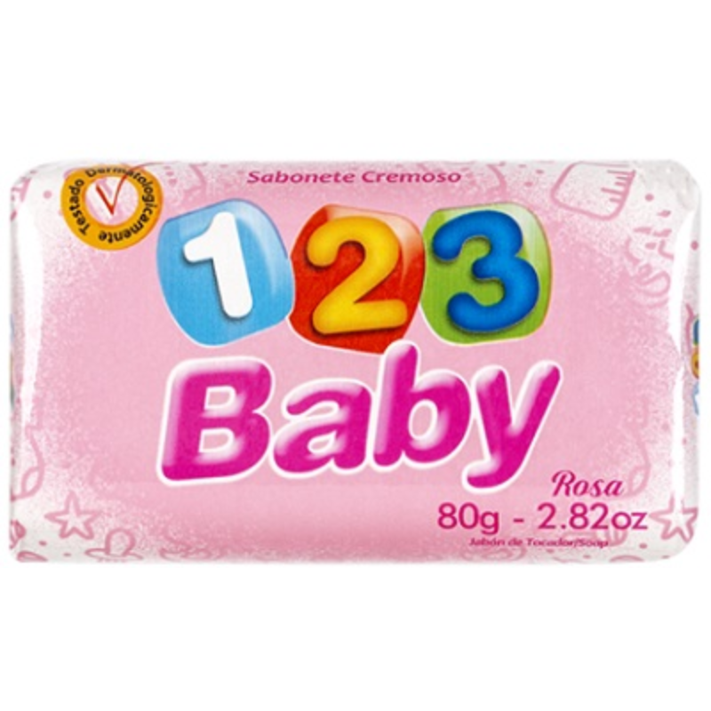 Sabonete Infantil 123 Baby Cremoso Rosa 80g