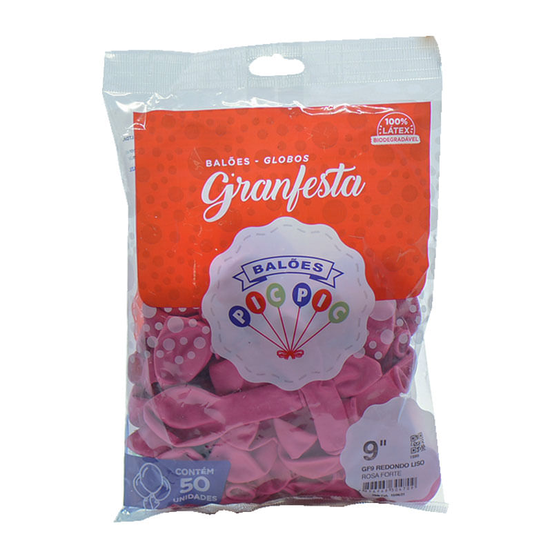 Balão Granfesta 9  Redondo Rosa Forte 50un