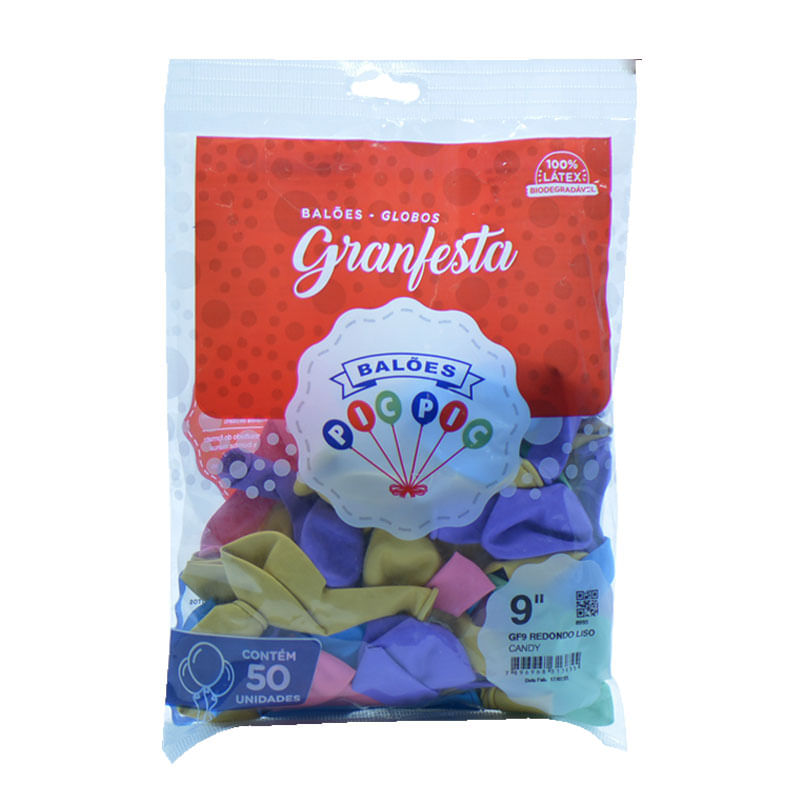 Balão Granfesta 9  Redondo Candy 50un