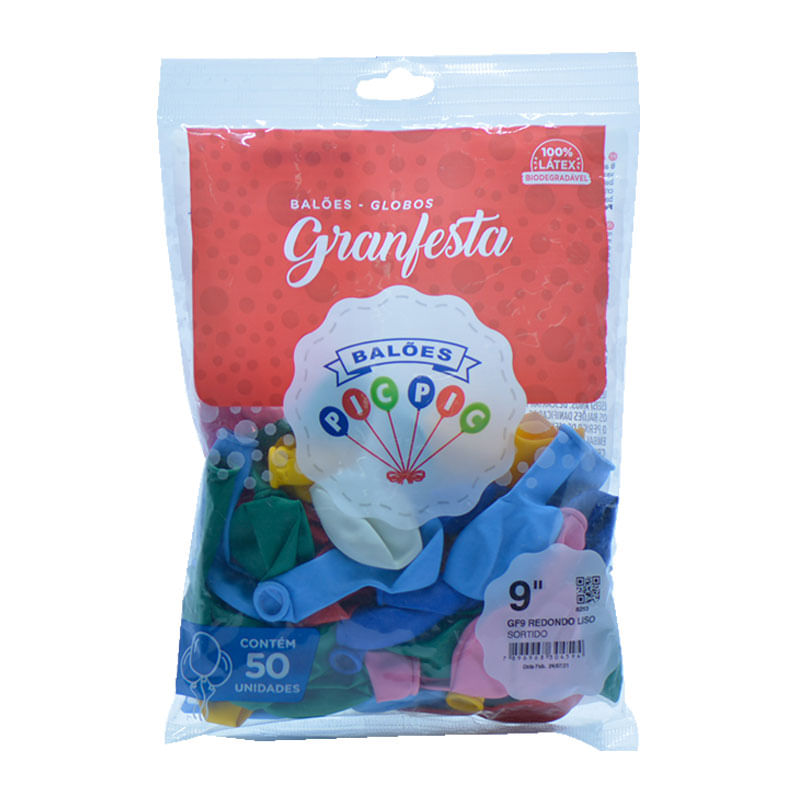 Balão Granfesta 9  Redondo Sortido 50un