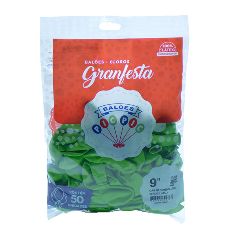 Balão Granfesta 9” Redondo Verde Limão