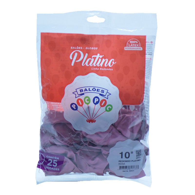 Balão Pic Pic 10” Platino Redondo Rosa