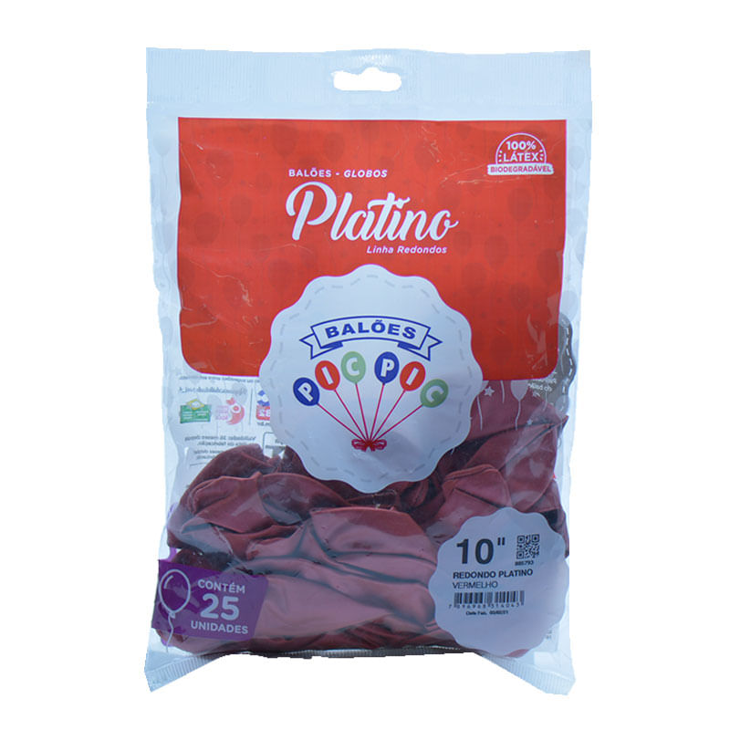 Balão Pic Pic 10” Platino Redondo Vermelho