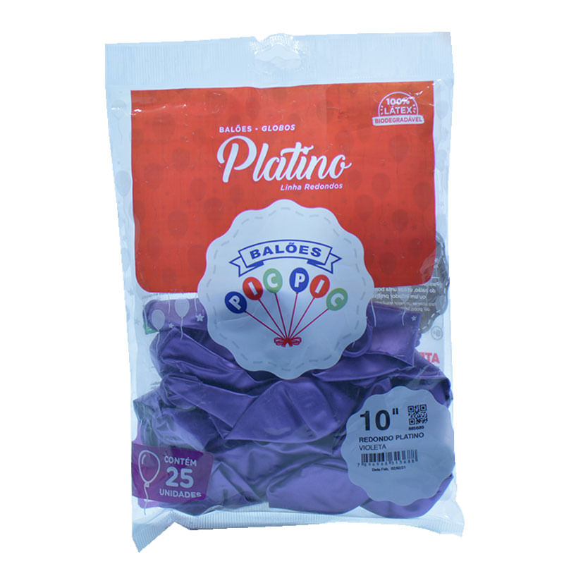 Balão Pic Pic 10” Platino Redondo Violeta