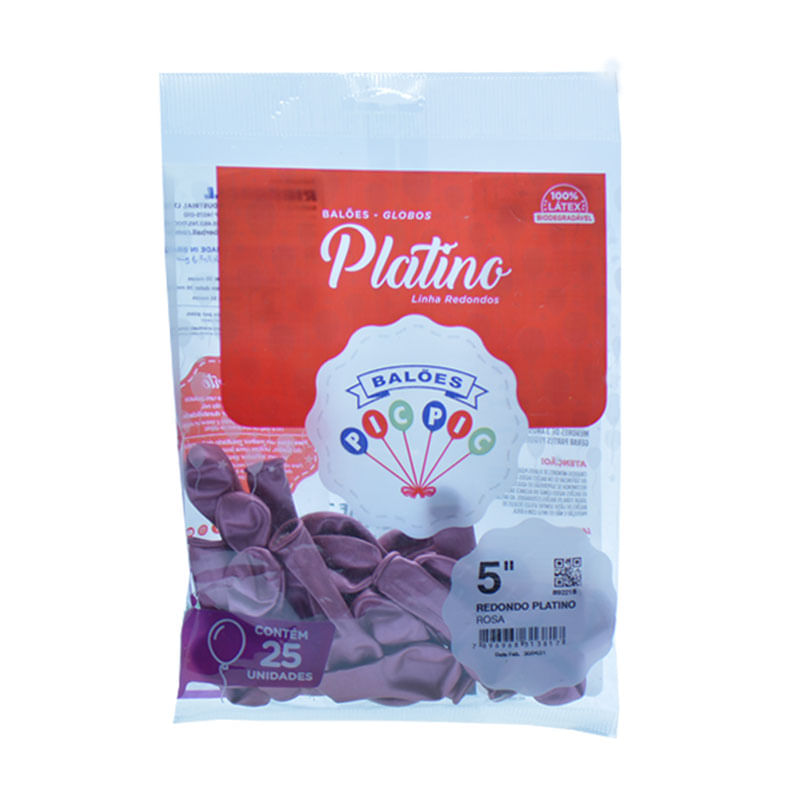 Balão Pic Pic 5” Platino Redondo Rosa