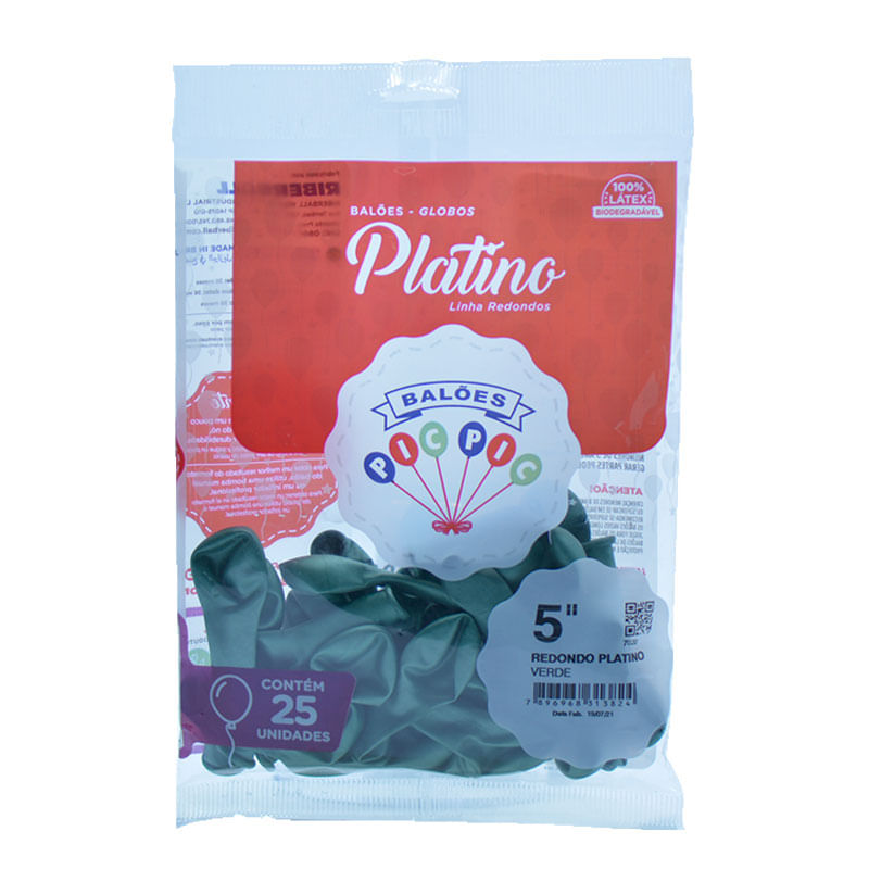 Balão Pic Pic 5” Platino Redondo Verde