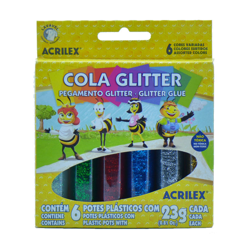 COLA GLITTER ACRILEX 23G 6 CORES