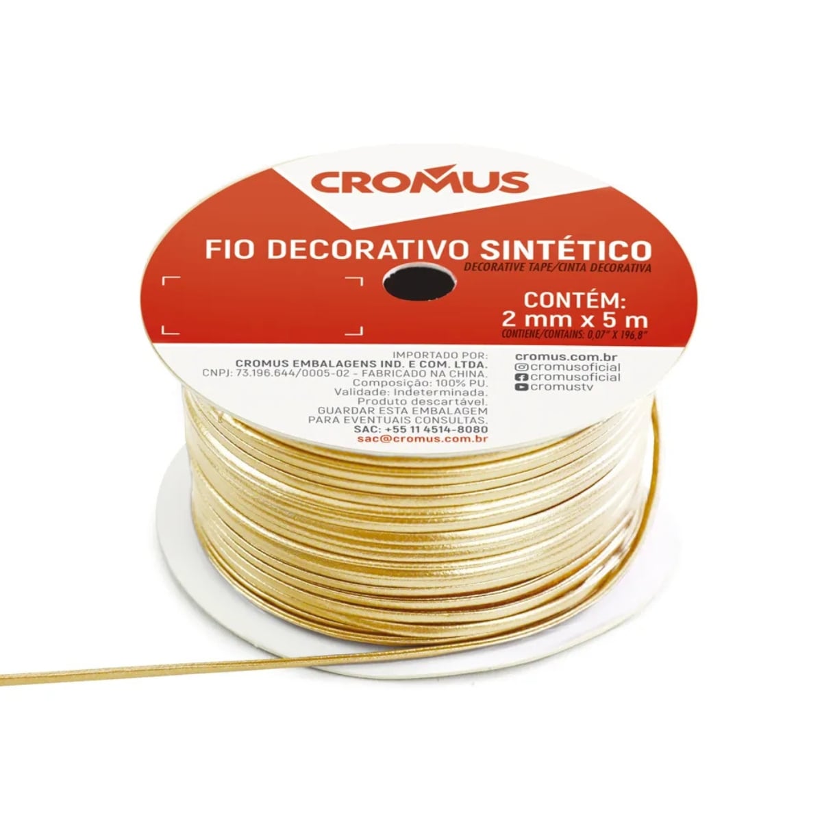 FIO DECORATIVO SINTETICO DOURADO 2MMX5M