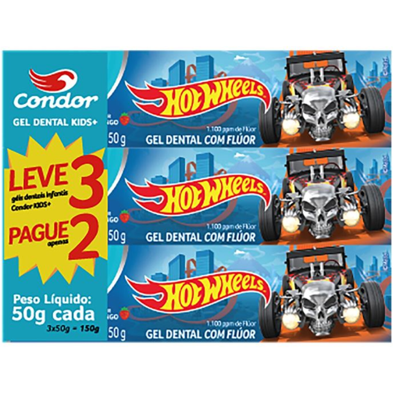 Gel Dental Condor Hot Wheels Kids (Leve 3, Pague 2)