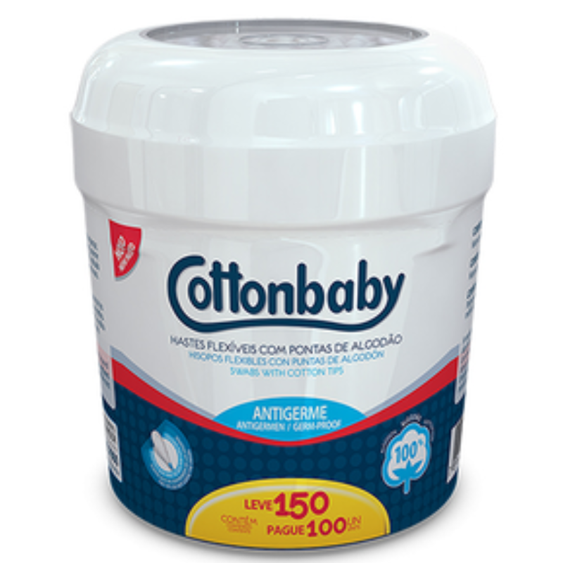 Haste Flexível Cottonbaby Pote 150 unid.
