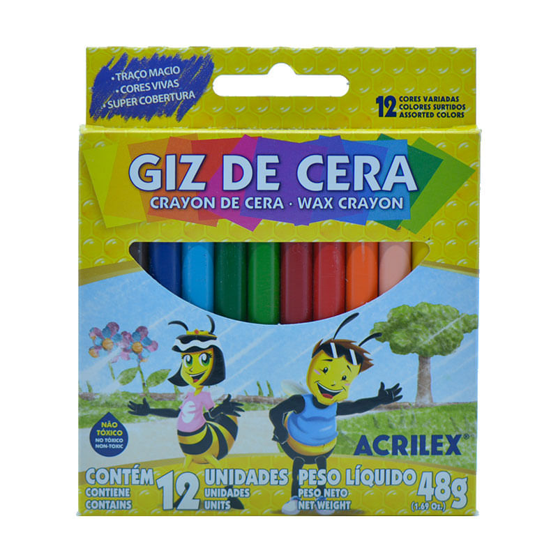 Giz de Cera Acrilex 12 Cores