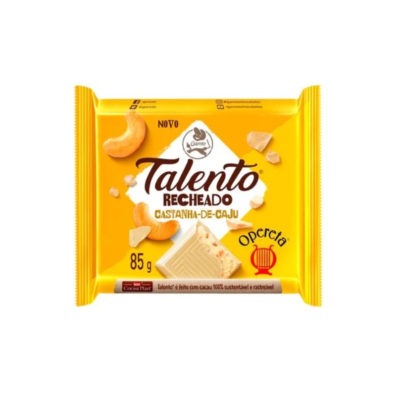 Chocolate Branco Talento Castanha-de-Caju  85g