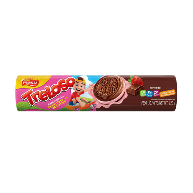 Biscoito Recheado Treloso Chocolate com Morango 120g