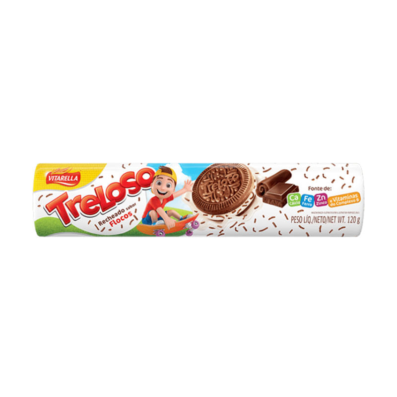 Biscoito Recheado Treloso Flocos 120g
