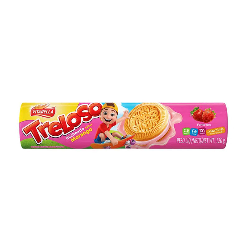 Biscoito Recheado Treloso Morango 120g