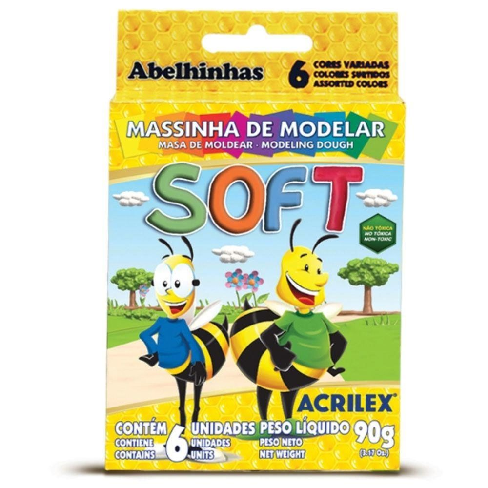 Massa de Modelar Soft Acrilex com 6 Cores