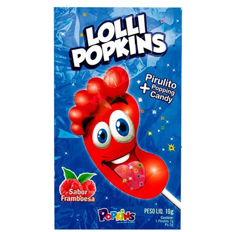 Pirulito Lolli Popkins Framboesa com Pó