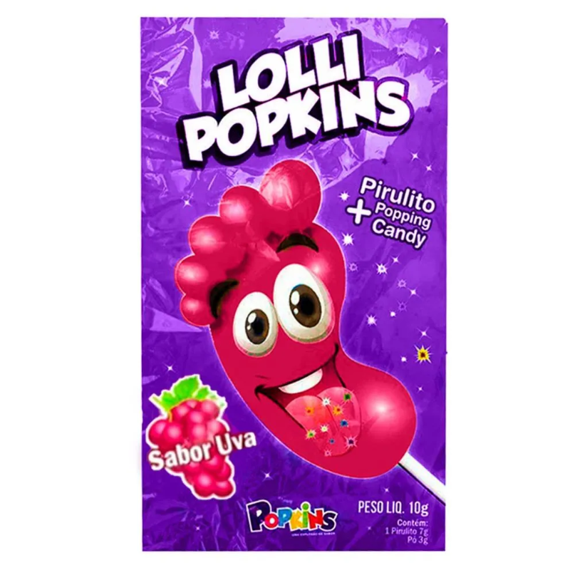 Pirulito Lolli Popkins Uva com Pó
