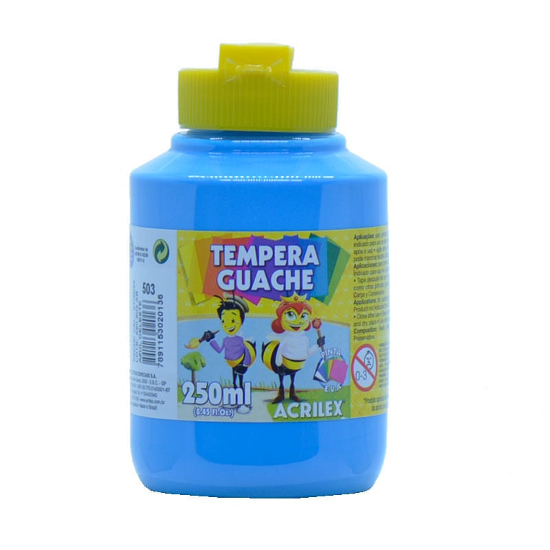 Tinta Guache Acrilex 250ml Azul Celeste