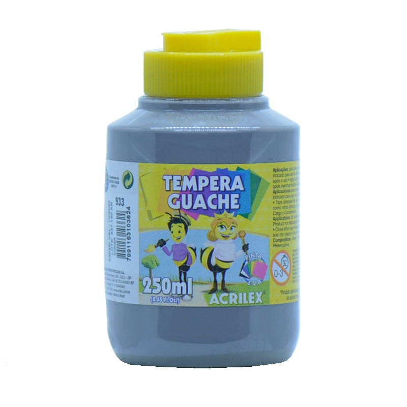 Tinta Guache Acrilex 250ml Cinza