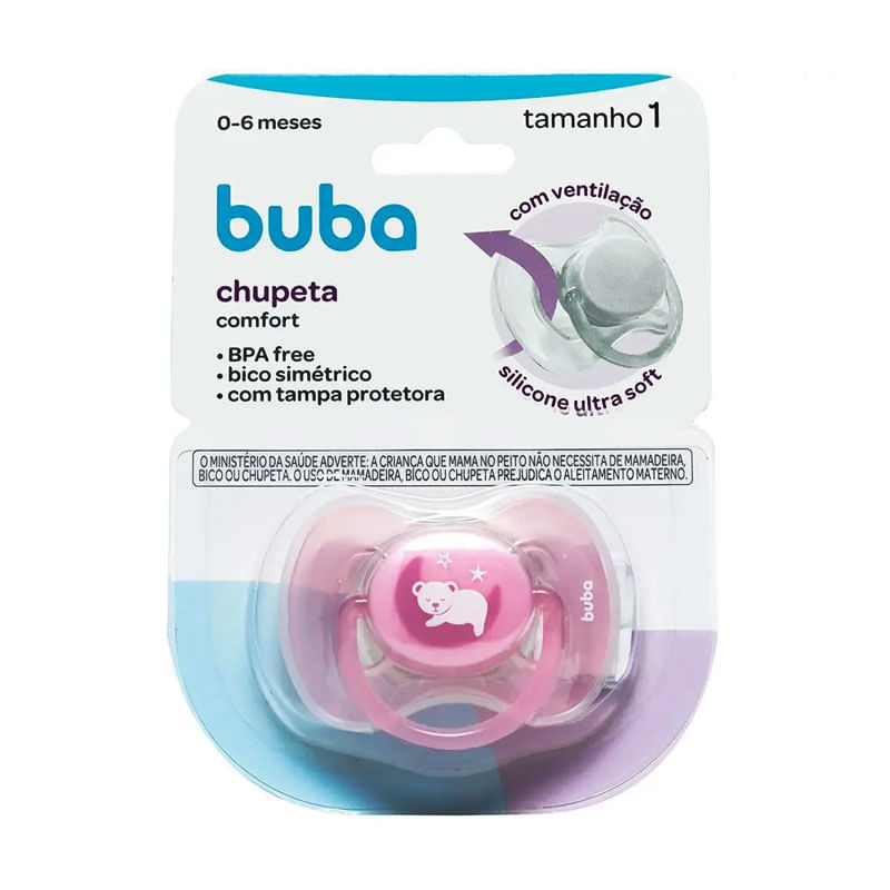 Chupeta Comfort Tam.1 Ursinho Rosa