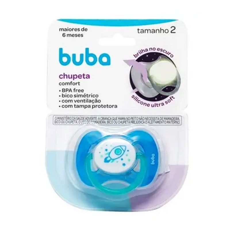 Chupeta Comfort Tam 2 Noturna Foguete Buba