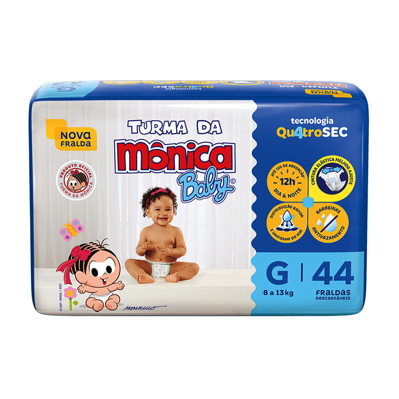 Fralda Turma da Mônica Mega G 44un