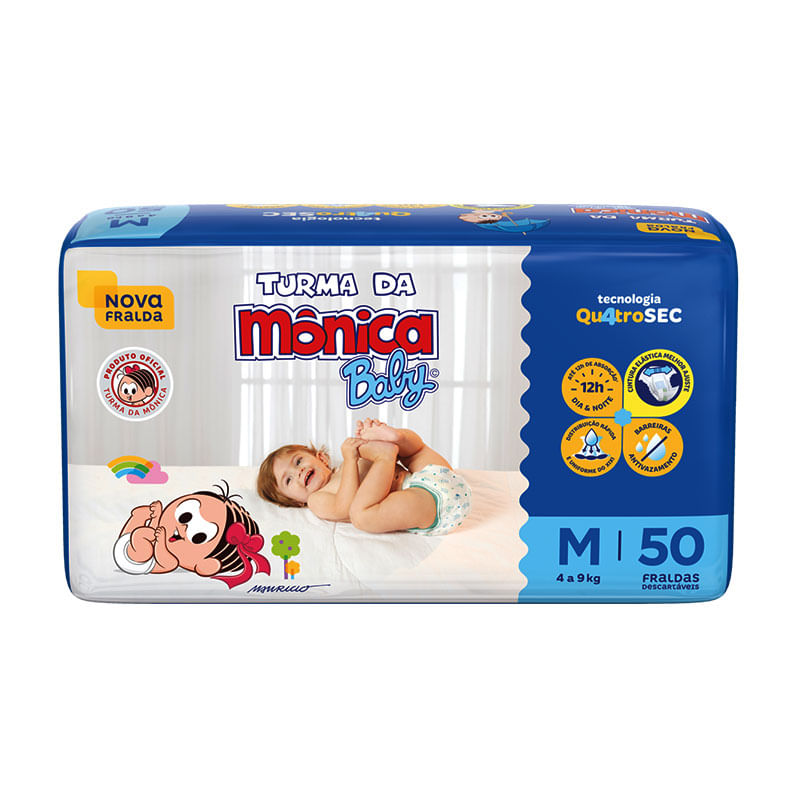 Fralda Turma da Mônica Mega M 50un