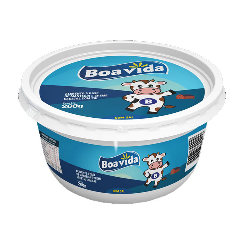 Alimento a Base de Manteiga e Creme Vegetal com Sal Boa Vida 200g