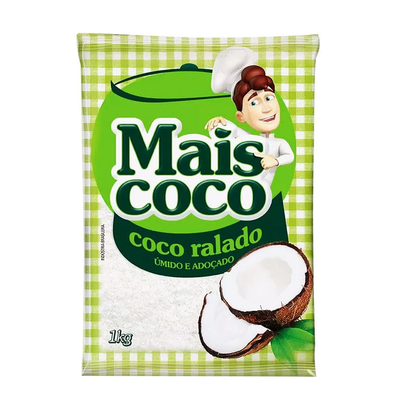 Coco Ralado Mais Coco Úmido e Adoçado 1kg