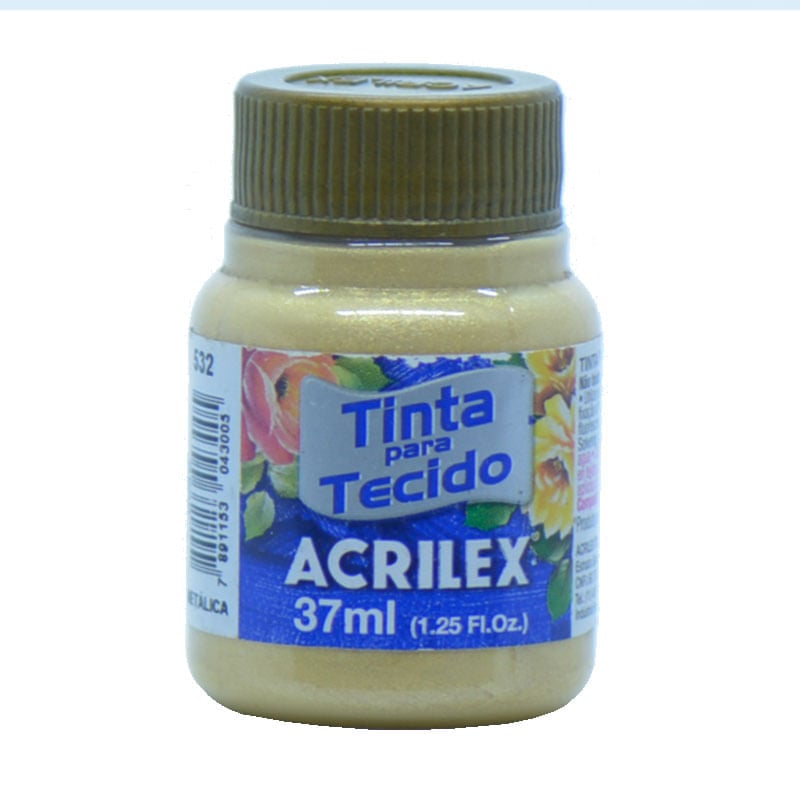 Tinta Metalizada Tecido Acrilex 37ml Ouro