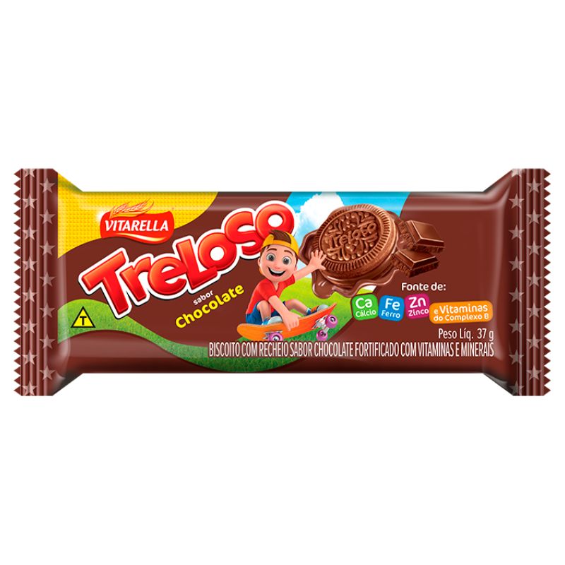 Biscoito Vitarella Treloso Recheio Chocolate 37g