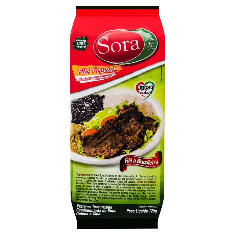 Proteina Soja Filé Carne Vermelha Sora 125g
