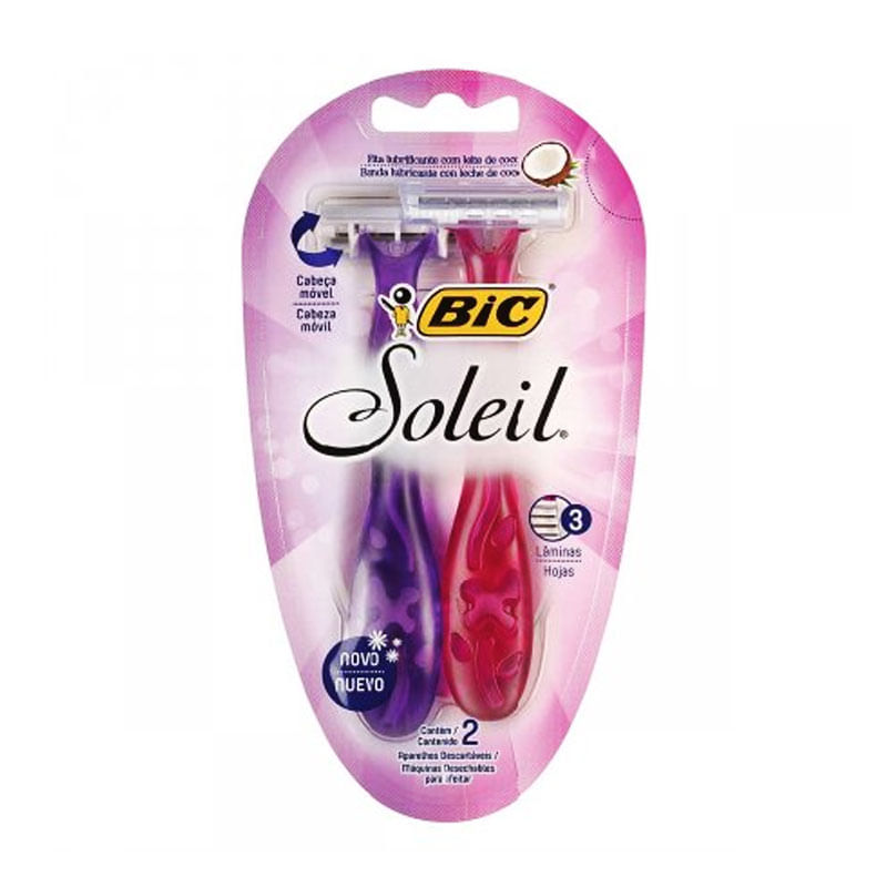 Aparelho Barbear Bic Soleil Rosa/Roxo 2un