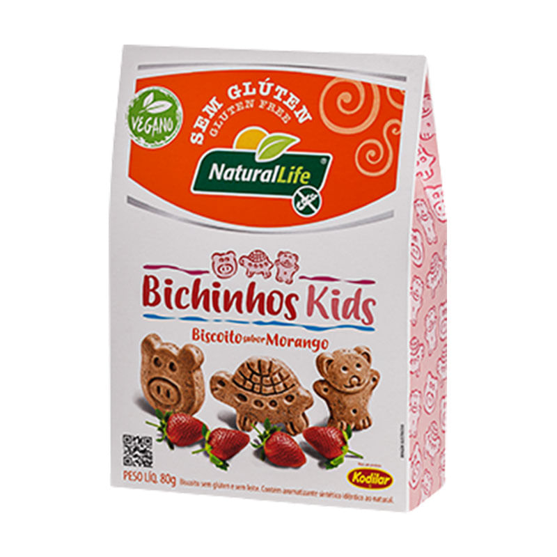 Biscoito Kodilar Bichinhos Kids Morango 80g